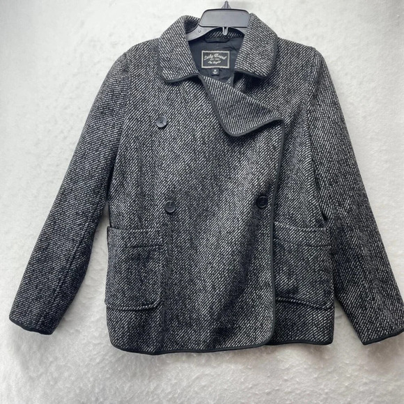 Lucky Brand Coat Jacket Women's M Gray Tweed Collared Piped Pockets Long Sleeves - Picture 1 of 10